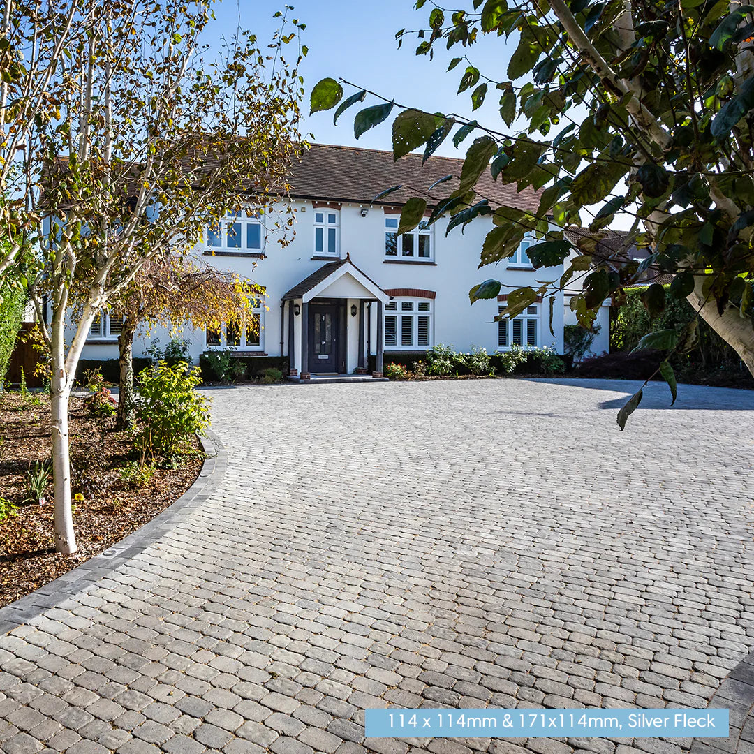 Aura Driveway Block Paving 60mm Square Sizes - Silver Fleck