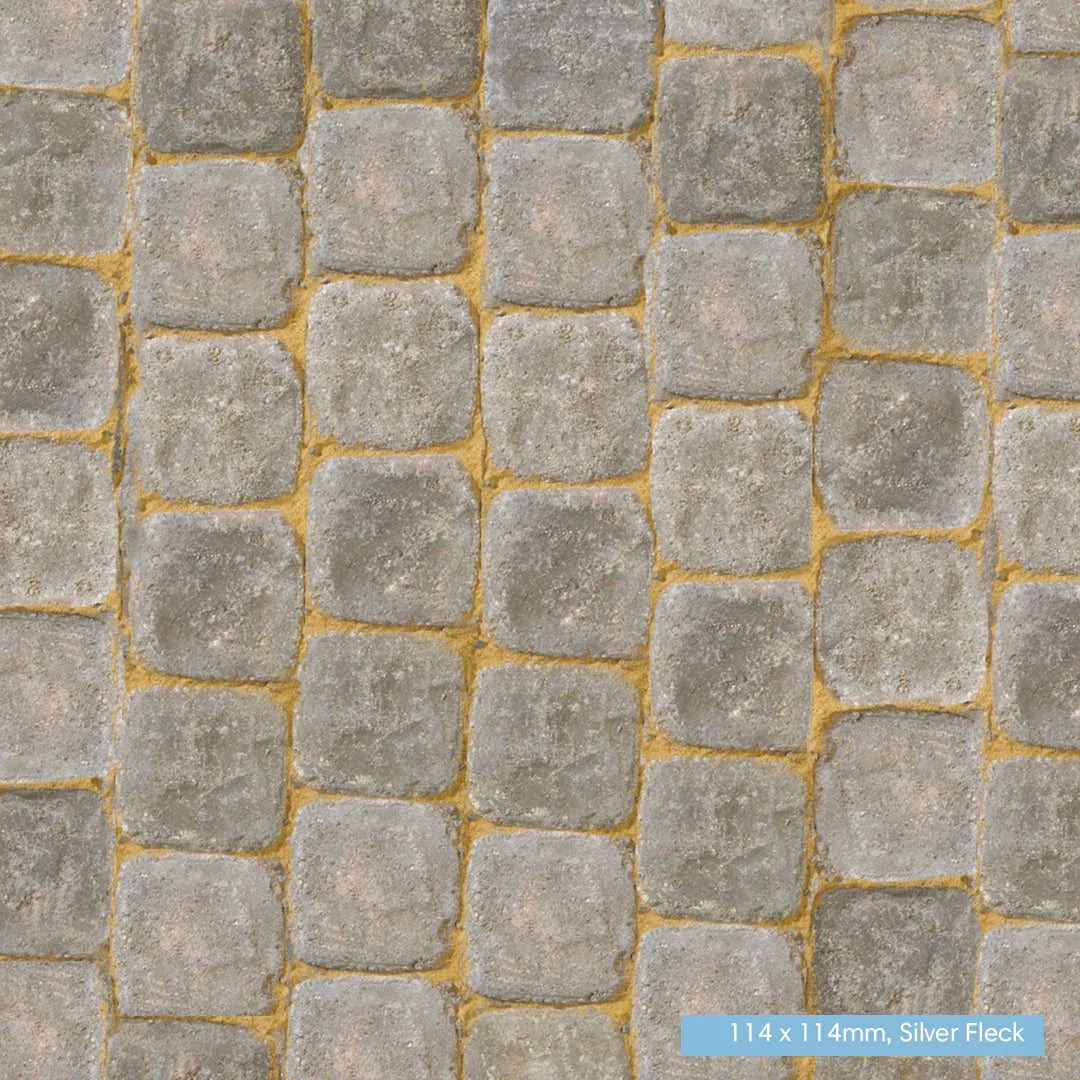 Aura Driveway Block Paving 60mm Square Sizes - Silver Fleck