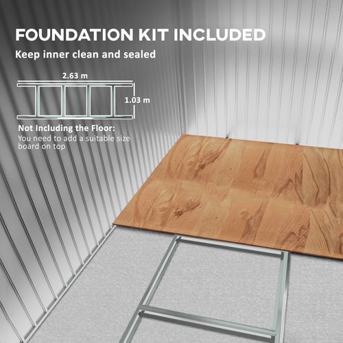 9 x 6FT Garden Metal Storage Shed Tool Box Foundation Vent & Doors Green