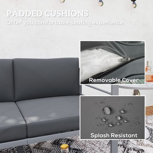 All-Weather Garden Loveseat with Removable Cushions, Charcoal Grey