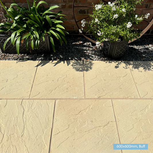 Stamford Riven Concrete Paving Slabs - Buff